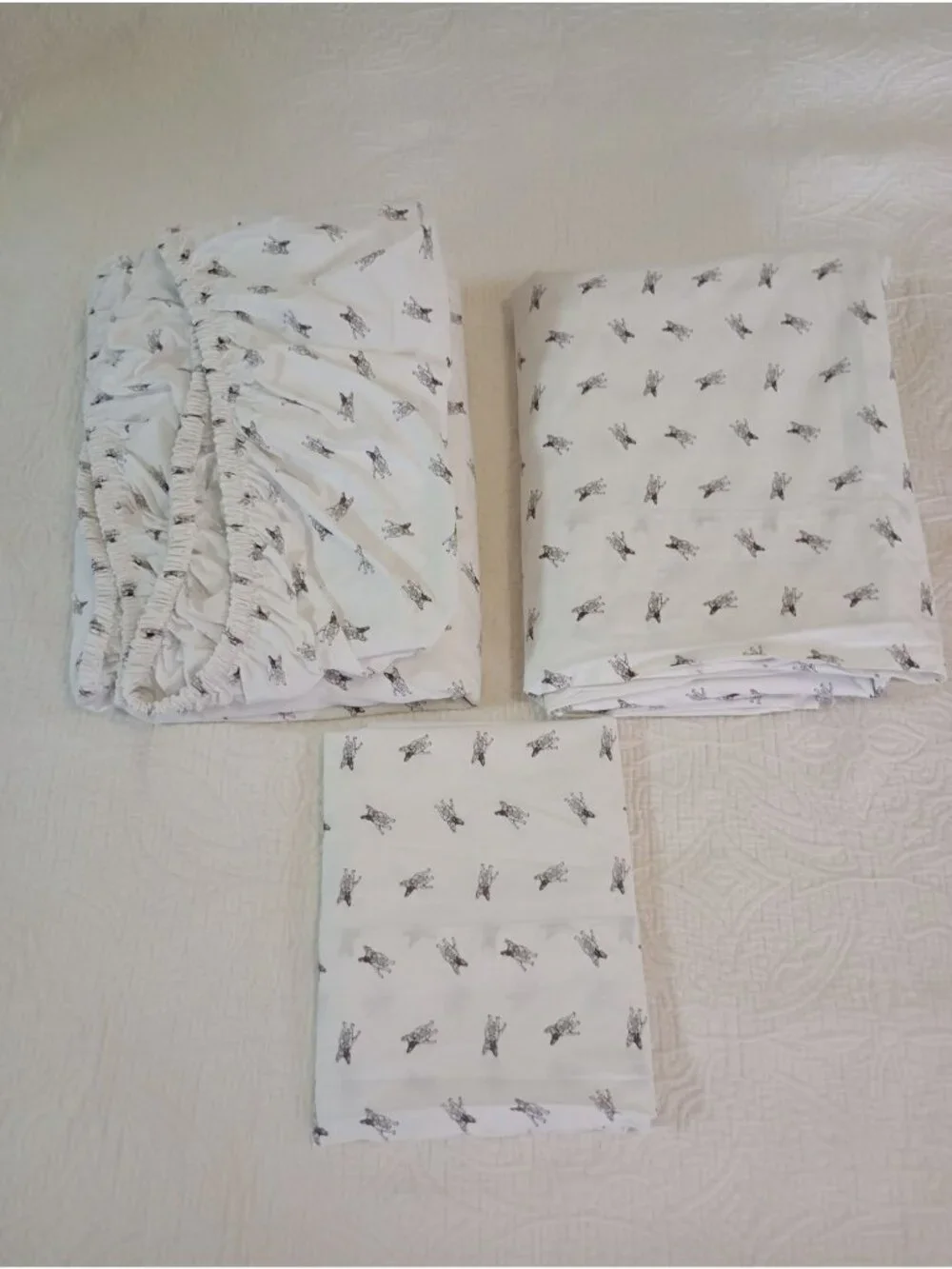 Ralph Lauren Home 100% Cotton Twin Sheet Set Dog Print White
